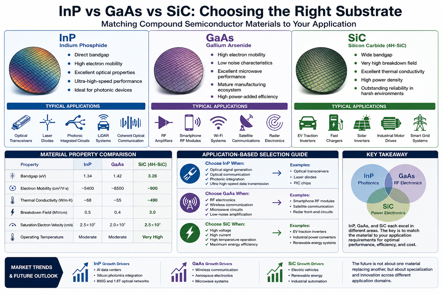 Последние блоги о компании InP vs GaAs vs SiC: как выбрать правильный полупроводниковый субстрат?