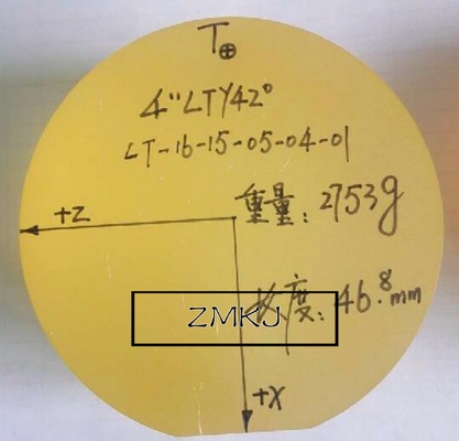 Купить Y- вафли 42°LiTaO3 LiNbO3 Dia 4 дюймов 100 Mm с толщиной 46mm Производство в сети